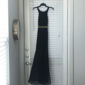 Black, cross back, formal evening gown